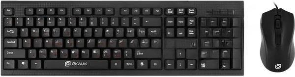 Комплект клавиатура+мышь Oklick 620M проводной, USB, 1200 DPI, чёрный