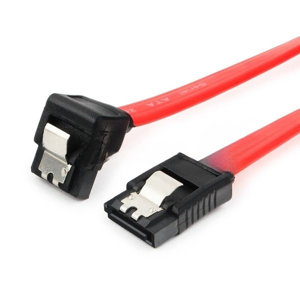 Кабель интерфейсный SATA Cablexpert CC-SATAM-DATA90-0.8M, 80 см, угловой разъем, 7pin/7pin, защелка, пакет