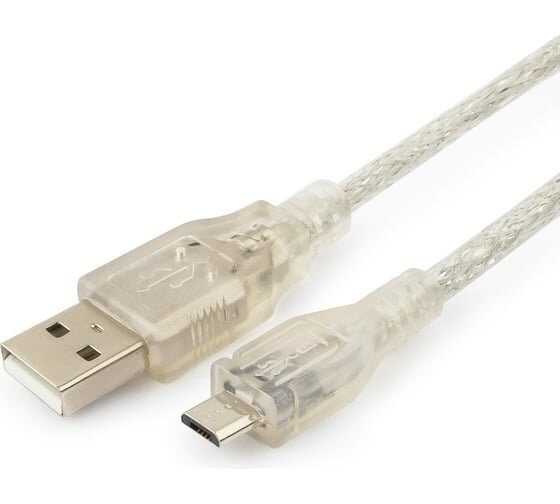 Кабель Cablexpert USB2.0 Pro, AM/microBM, 1,8м, экран, феррит.кольцо, прозрачны (CCP-mUSB2-AMBM-6-TR)