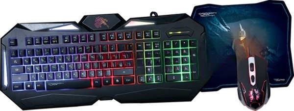 Комплект клавиатура+мышь Qumo Spirit of Wisdom проводной, USB, 2400 DPI, чёрный