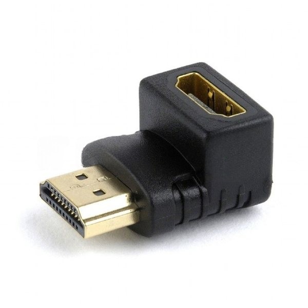 Переходник Cablexpert HDMI-HDMI 19F/19M, угловойсоединитель 90 градусов, золотые разъемы (A-HDMI90-FML)