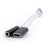 Переходник Cablexpert USB Type-C/Jack3.5 F+ Type-C F, черный, пакет (CCA-UC3.5F-02)