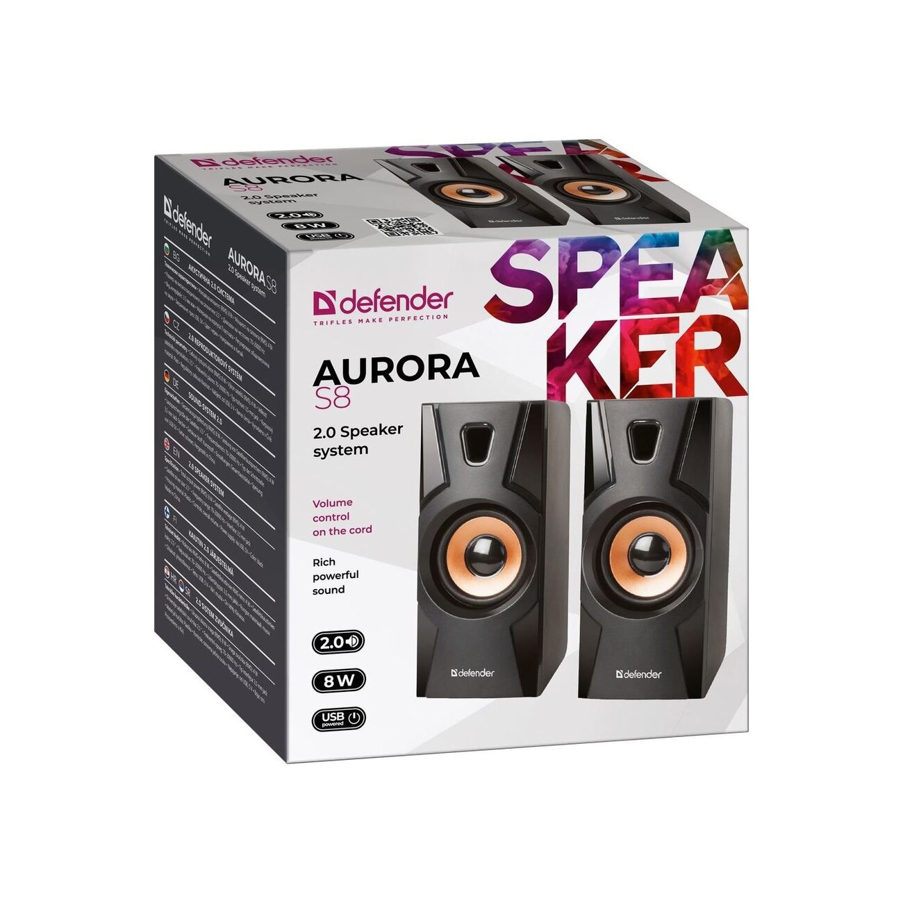 Акустическая система 2.0 Defender Aurora S8 черный, 8 Вт, питание от USB