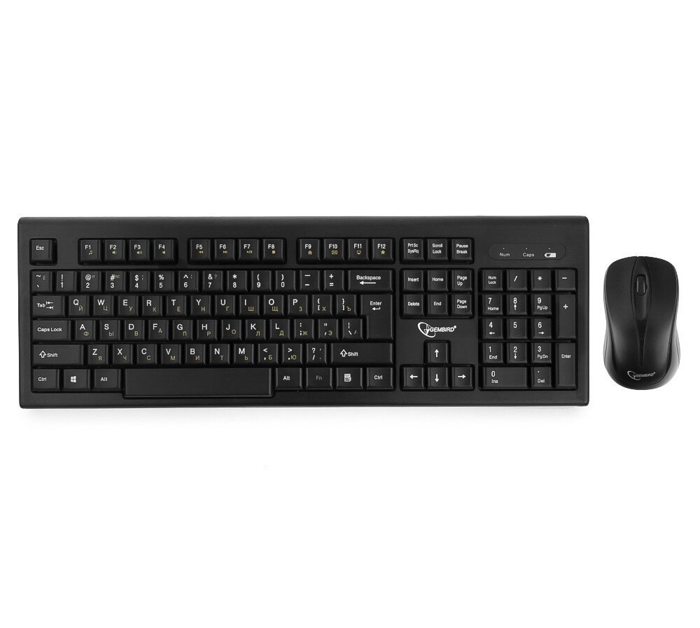 Комплект клавиатура+мышь Gembird KBS-8002 беспроводной, USB, 1000 DPI, чёрный
