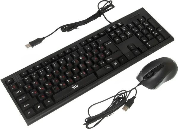 Комплект клавиатура+мышь Oklick 621M IRU проводной, USB, 1200 DPI, чёрный