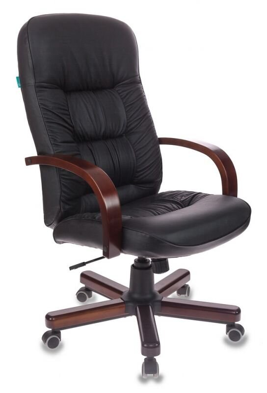 Кресло Бюрократ T-9908/WALNUT черный, кожа