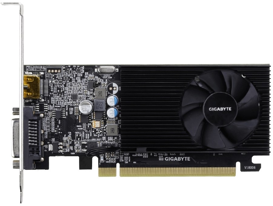Видеокарта GIGABYTE GeForce GT 1030 Low Profile D4 2G, 2 GB DDR4, 64 bit, DVI-D, HDMI, GPU 1151 MHz