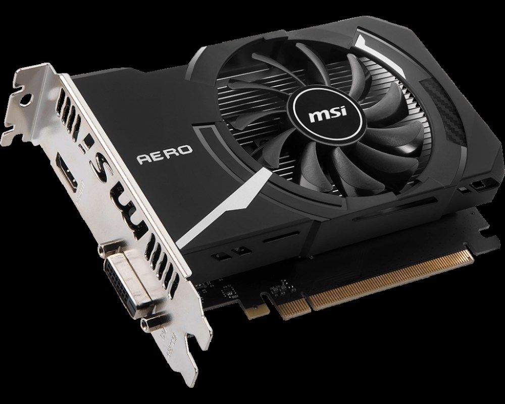 Видеокарта MSI GeForce GT 1030 AERO ITX 2GD4 OC, 2 GB GDDR4, 64 bit, HDMI, DVI-D, GPU 1265 MHz