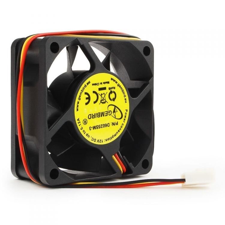 Вентилятор для корпуса Gembird D6025SM-3 черный, 60 мм, 4000 об/мин, 25 дБ, 3 pin