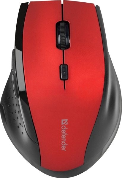 Мышь беспроводная Defender Accura MM-365 красный, 1600 dpi, радиоканал, USB, кнопки - 6