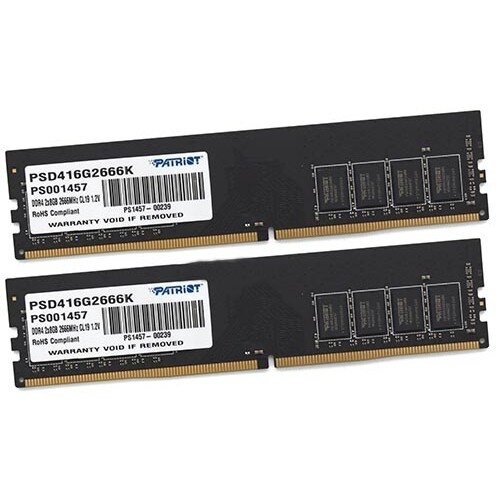 Оперативная память Patriot Signature, DDR4, 16GB (2x8 GB), 2666 MHz, CL17, DIMM