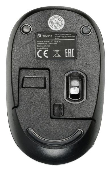 Мышь беспроводная Oklick 505MW черный, 1000 dpi, радиоканал, USB, кнопки - 3