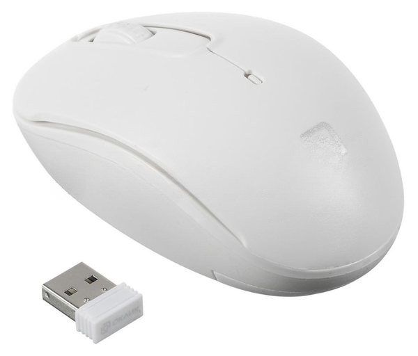 Мышь беспроводная Oklick 505MW белый, 1000 dpi, радиоканал, USB, кнопки - 3