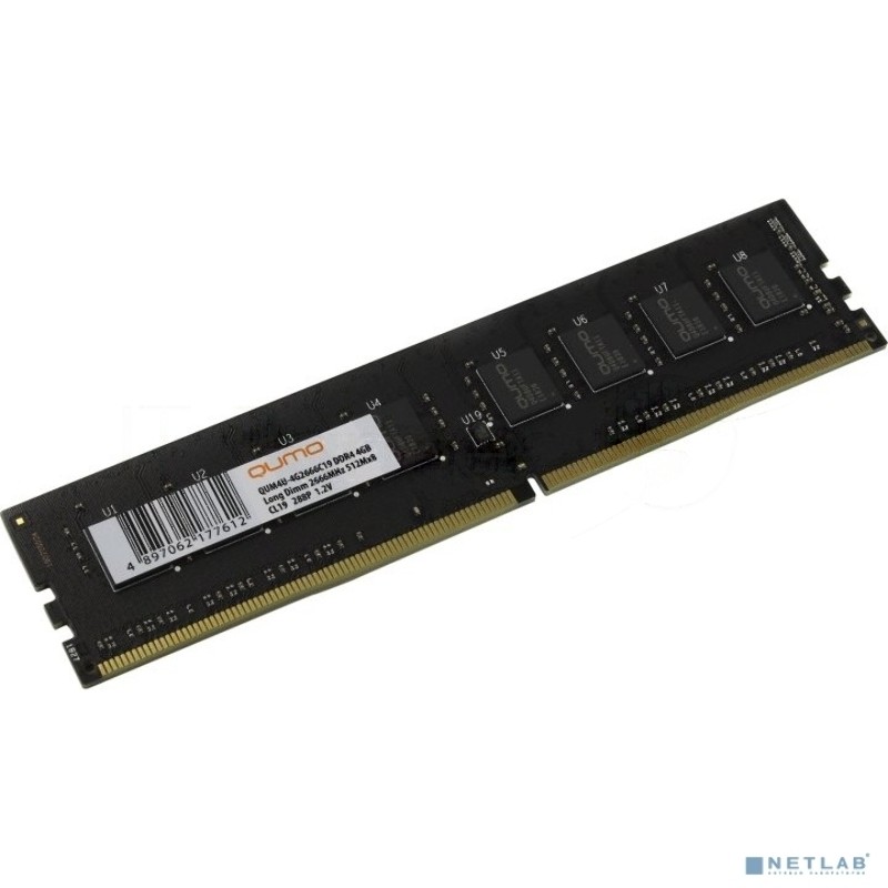 Оперативная память Qumo, DDR4, 4GB (1x4GB), 2666MHz, CL19, DIMM