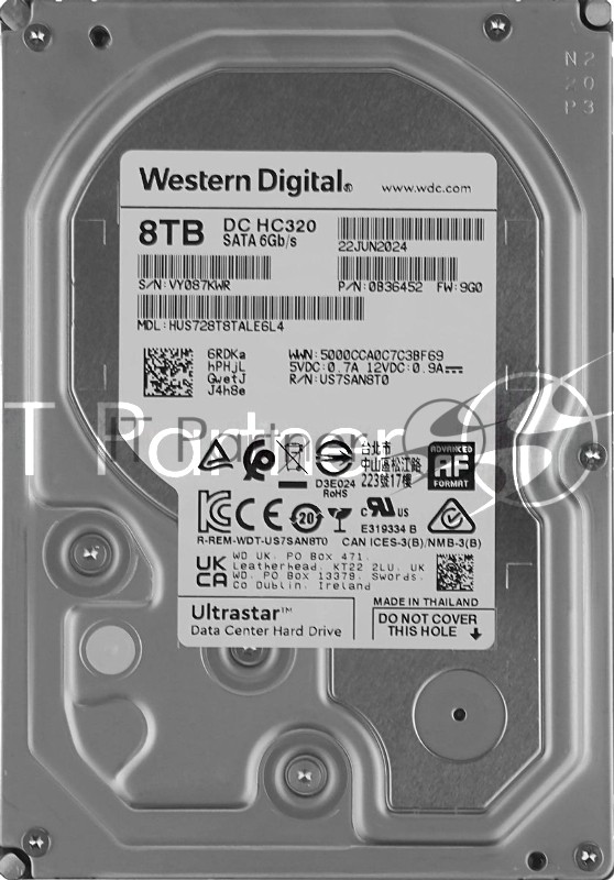Жесткий диск HDD WD Ultrastar DC HC320 8Tb 7200rpm SATA-III 256Mb 3.5"