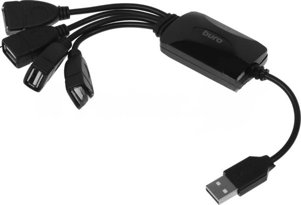 USB-концентратор Buro BU-HUB4-0.3-U2.0-Splitter, USB 2.0, USB 4 порта, USB