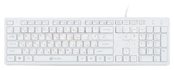 Клавиатура проводная Oklick 500M, USB, белый