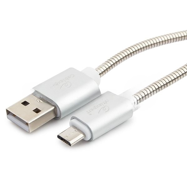 Кабель USB2.0 Cablexpert CC-G-mUSB02S-1.8M, AM/microB, серия Gold, длина 1.8м, серебро, блистер