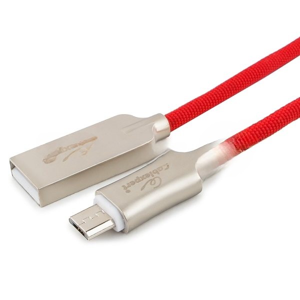 Кабель USB2.0 Cablexpert CC-P-mUSB02R-1M, AM/microB, серия Platinum, длина 1м, красный, блистер