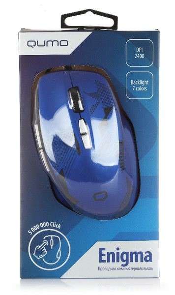 Мышь проводная Qumo Office Enigma M59 синий, 2400 dpi, USB, кнопки - 7