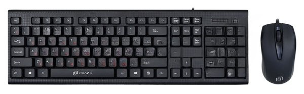 Комплект клавиатура+мышь Oklick 630M проводной, USB, 1600 DPI, чёрный