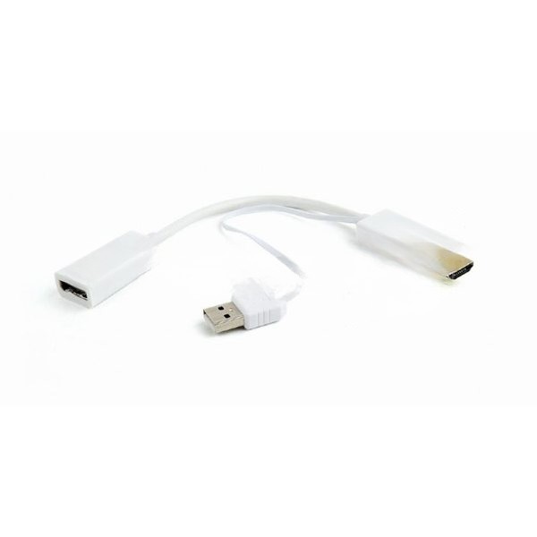 Конвертер HDMI->DisplayPort, Cablexpert DSC-HDMI-DP-W, HD19M+USBxHD20F, белый
