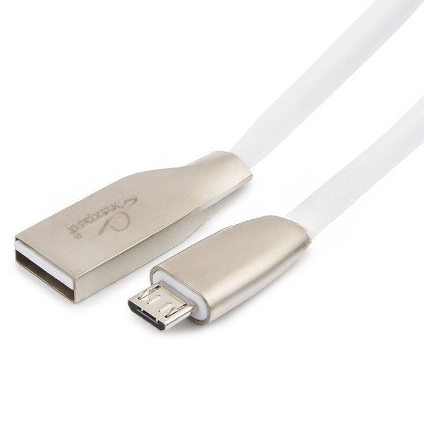 Кабель USB2.0 Cablexpert CC-G-mUSB01W-3M, AM/microB, серия Gold, длина 3м, белый, блистер