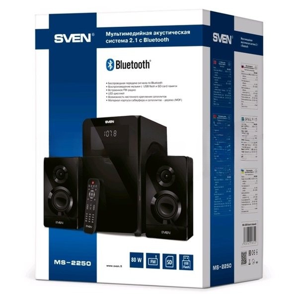 Акустическая система 2.1 SVEN MS-2250/80 Watt/~230V 50Hz/Bluetooth/Black