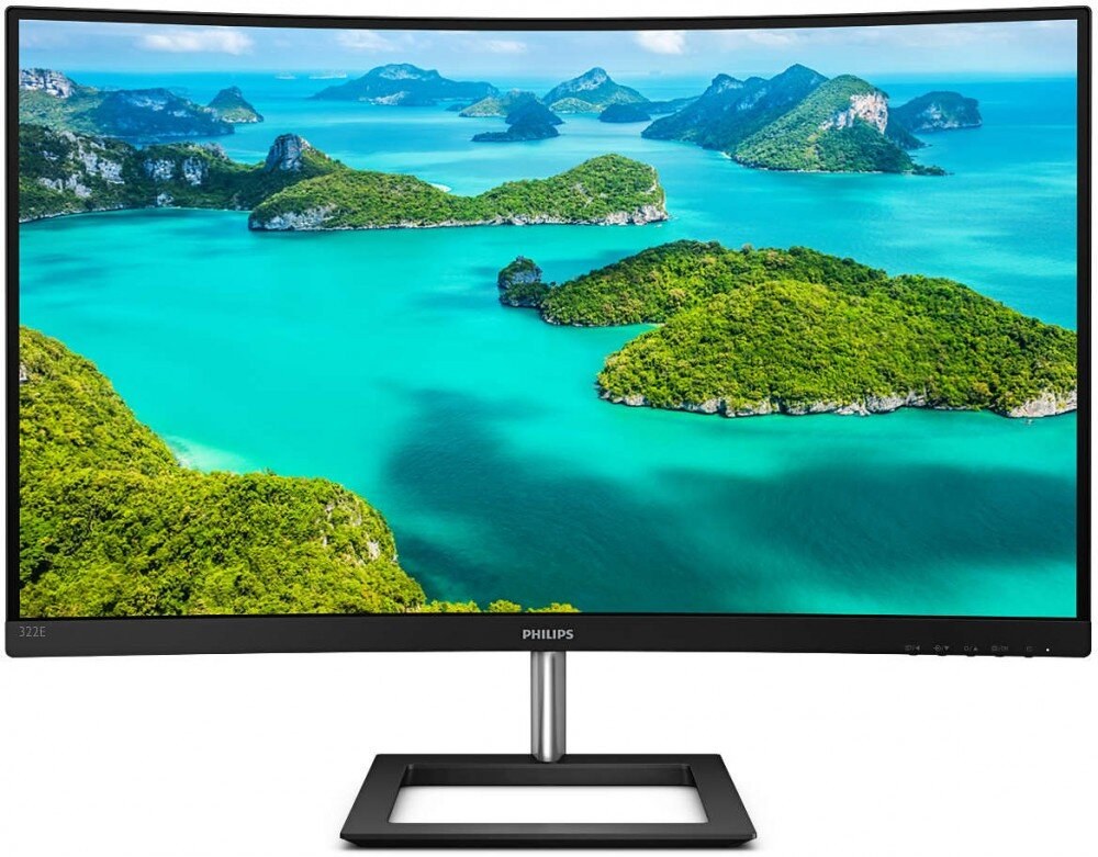 Монитор 31.5" Philips 322E1C VA 1920x1080, 75 Гц, 4 мс, 16:9, 250 кд/м2, 1xHDMI, 1xDP, изогнутый, 1x3.5 мм, черный