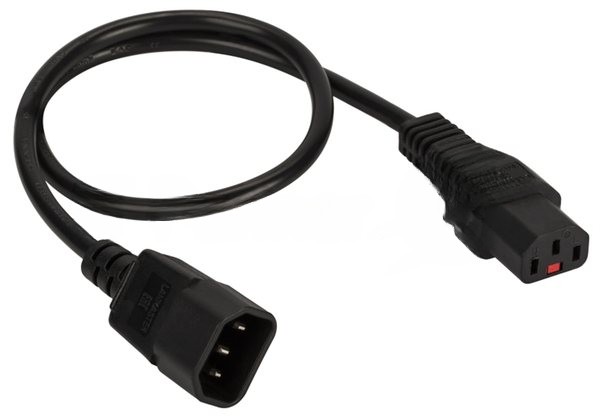 Шнур питания Lanmaster с блокировкой C13-C14, 3х0.75, 220В, 10А, черный, 1.8 метра