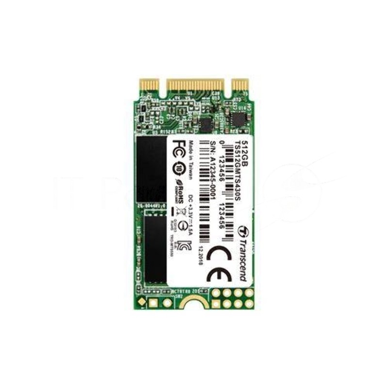 Накопитель SSD  Transcend 512Gb MTS430  (SATA3, up to 560/500MBs, 85000 IOPs, 3D TLC, 22х42мм)