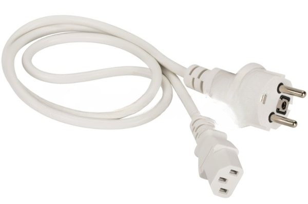 Шнур питания Lanmaster C13-Schuko, 3х0.75, 220В, 10А, белый, 3 метра