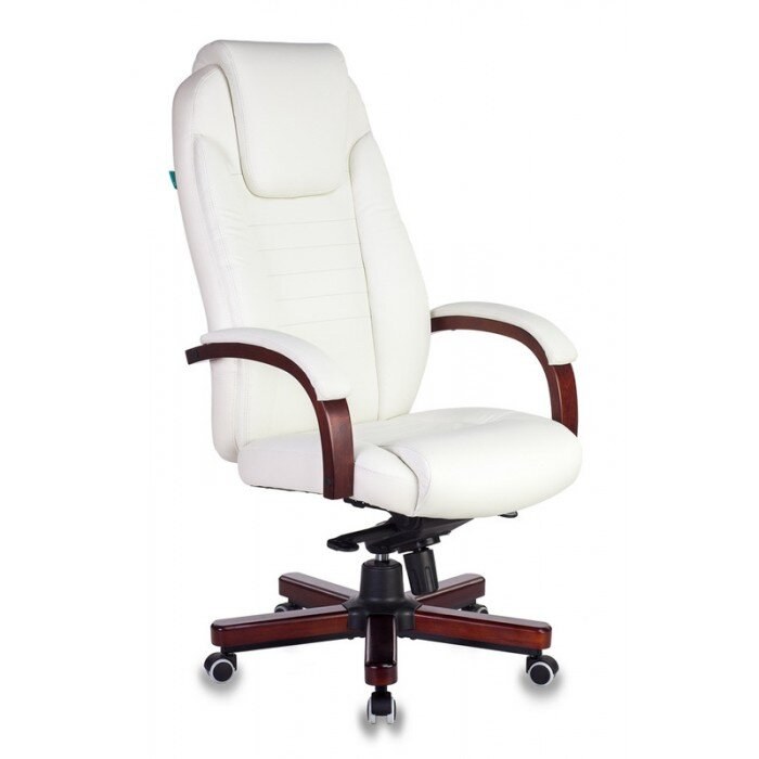 Кресло руководителя Бюрократ T-9923WALNUT/IVORY слоновая кость кожа крестовина дерево