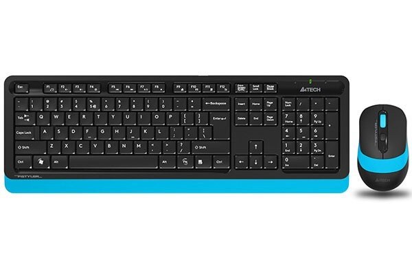 Комплект клавиатура+мышь A4Tech FStyler FG1010 беспроводной, USB, 2000 DPI, чёрный/синий
