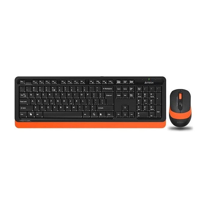 Комплект клавиатура+мышь A4Tech FStyler FG1010 беспроводной, USB, 2000 DPI, чёрный/оранжевый