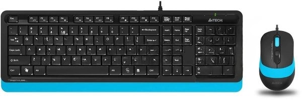 Комплект клавиатура+мышь A4Tech FStyler F1010 проводной, USB, 1600 DPI, чёрный/синий
