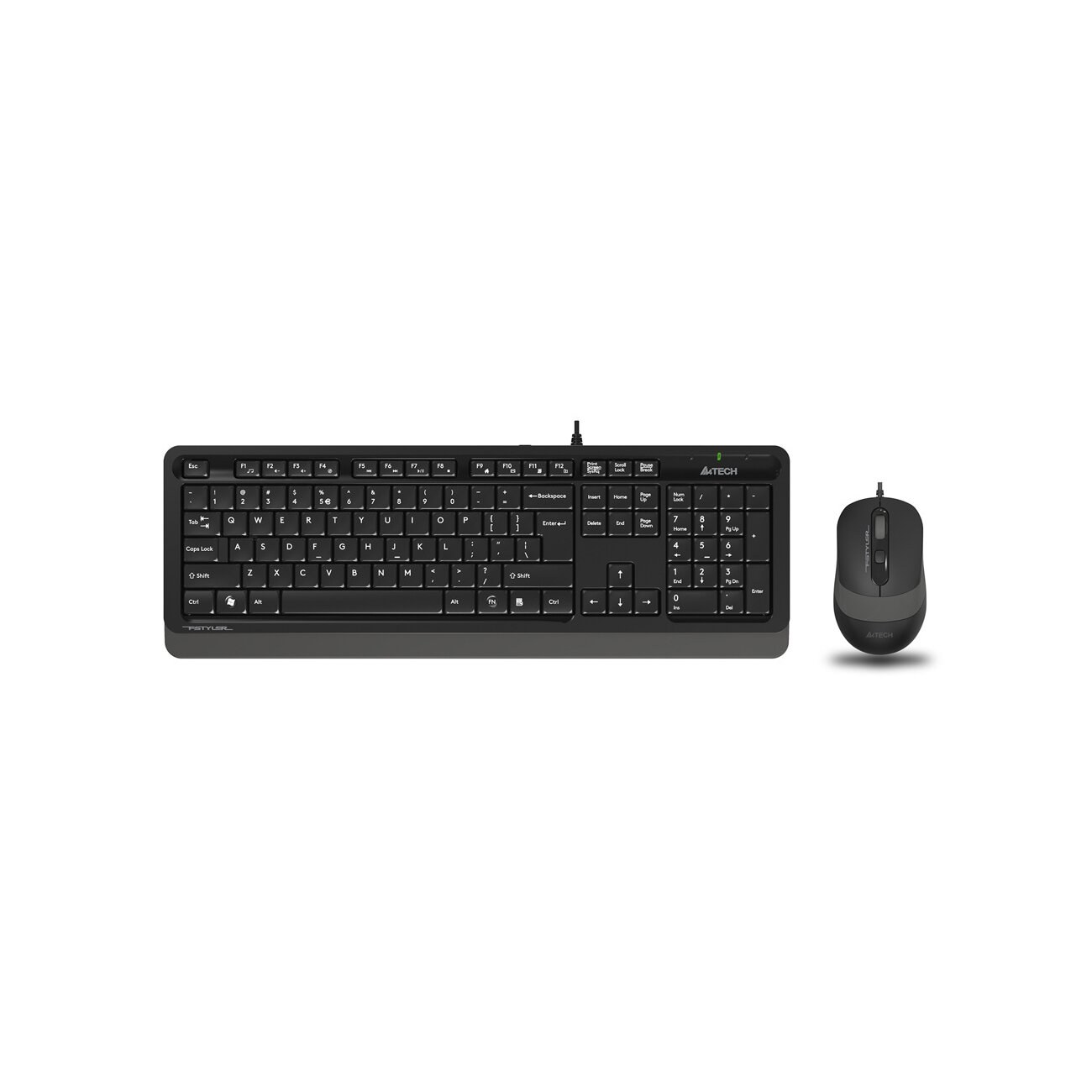 Комплект клавиатура+мышь A4Tech FStyler F1010 проводной, USB, 1600 DPI, чёрный/серый