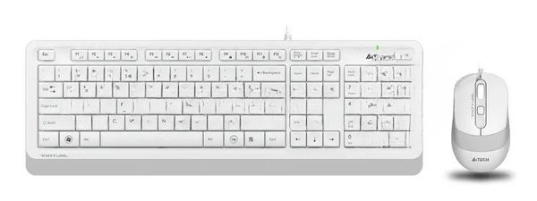 Комплект клавиатура+мышь A4Tech FStyler F1010 проводной, USB, 1600 DPI, белый/серый