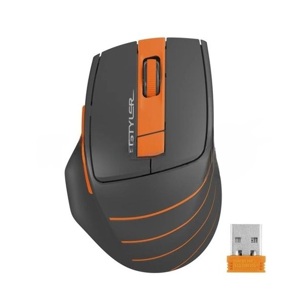 Мышь беспроводная A4Tech Fstyler FG30 серый/оранжевый, 2000 dpi, радиоканал, USB, кнопки - 5
