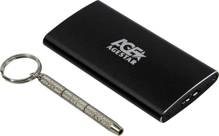 Внешний корпус mSATA AgeStar 3UBMS2 черный, алюминий, черный USB 3.0