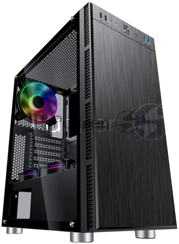 Компьютерный корпус Accord 3407 черный без БП ATX 2xUSB 2.0 2xUSB 3.0 audio bott PSU
