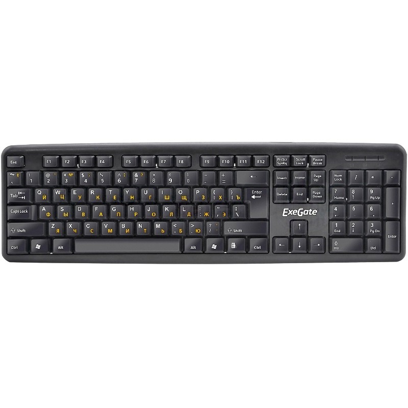 Клавиатура проводная ExeGate Professional Standard LY-331L2 (USB, полноразмерная, влагозащищенная, 104кл., Enter большой, длина кабеля 2,2м, черная, Color Box)