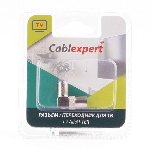 Переходник Cablexpert APL-FTVF-02, F (мама)/TV (мама), 90 градусов, блистер
