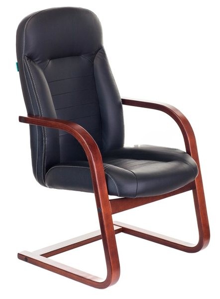 Кресло компьютерное Бюрократ T-9923WALNUT-AV/BL черный, кожа, низкая спинка