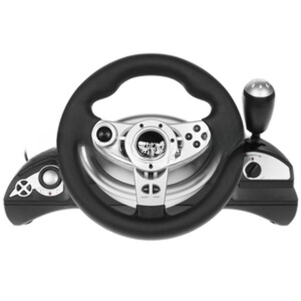 Игровой руль Dialog GW-155VR CyberPilot - эф.вибрации, 2 педали, рычаг ПП, PC USB