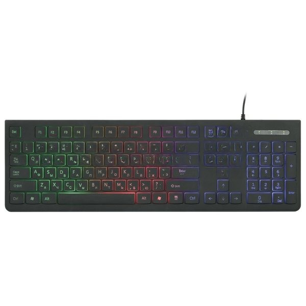 Клавиатура проводная с подсветкой Gembird KB-250L, USB, черный, 104 клавиши, подсветка Rainbow, шоколадный тип клавиш, кабель 1.5м