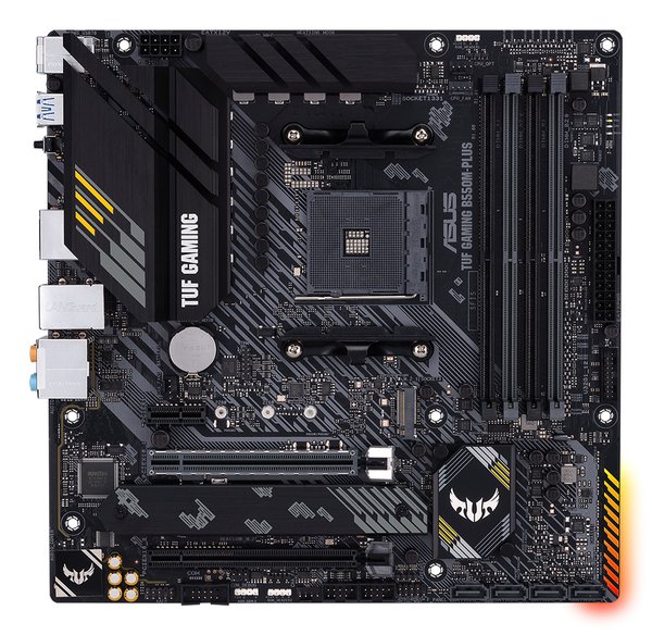 Материнская плата ASUS TUF GAMING B550M-PLUS, AM4, AMD B550, 4xDDR4, 4xSATA, 2xM.2, 1xPCIe 4.0 x16, 1xPCIe 3.0 x16, 1xPCIe x1, 1xHDMI, 1xDP, 1x 2.5Gb LAN, 4xUSB-A 3.2 Gen 1, 1xUSB-A 3.2 Gen 2, 2xUSB-A 2.0, 1xUSB-C 3.2 Gen 2, 5x3.5 мм, 7.1, mATX