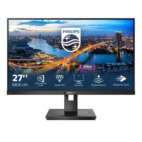 Монитор 27" Philips 275B1 IPS 2560x1440, 75 Гц, 4 мс, 300 кд/м2, 16:9, 1xHDMI, 1xDP, 1x3.5 мм, черный