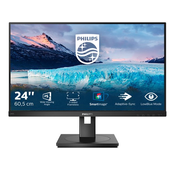 Монитор 23.8" Philips 242S1AE IPS 1920x1080, 75 Гц, 4 мс, 16:9, 300 кд/м2, 1xHDMI, 1xDP, 1xDVI, 1xVGA, 1x3.5 мм, черный