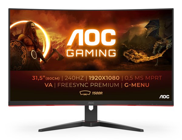 Монитор 31.5" AOC C32G2ZE/BK VA 1920x1080, 240 Гц, 4 мс, 16:9, 300 кд/м2, 2xHDMI, 1xDP, изогнутый, черный